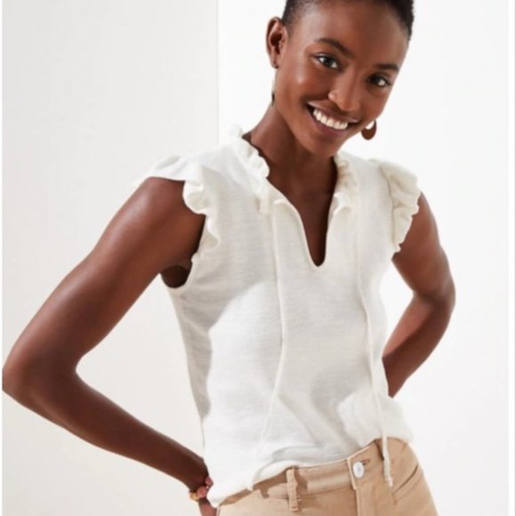 LOFT Tops - LOFT Cotton Ruffle Sweater Shell